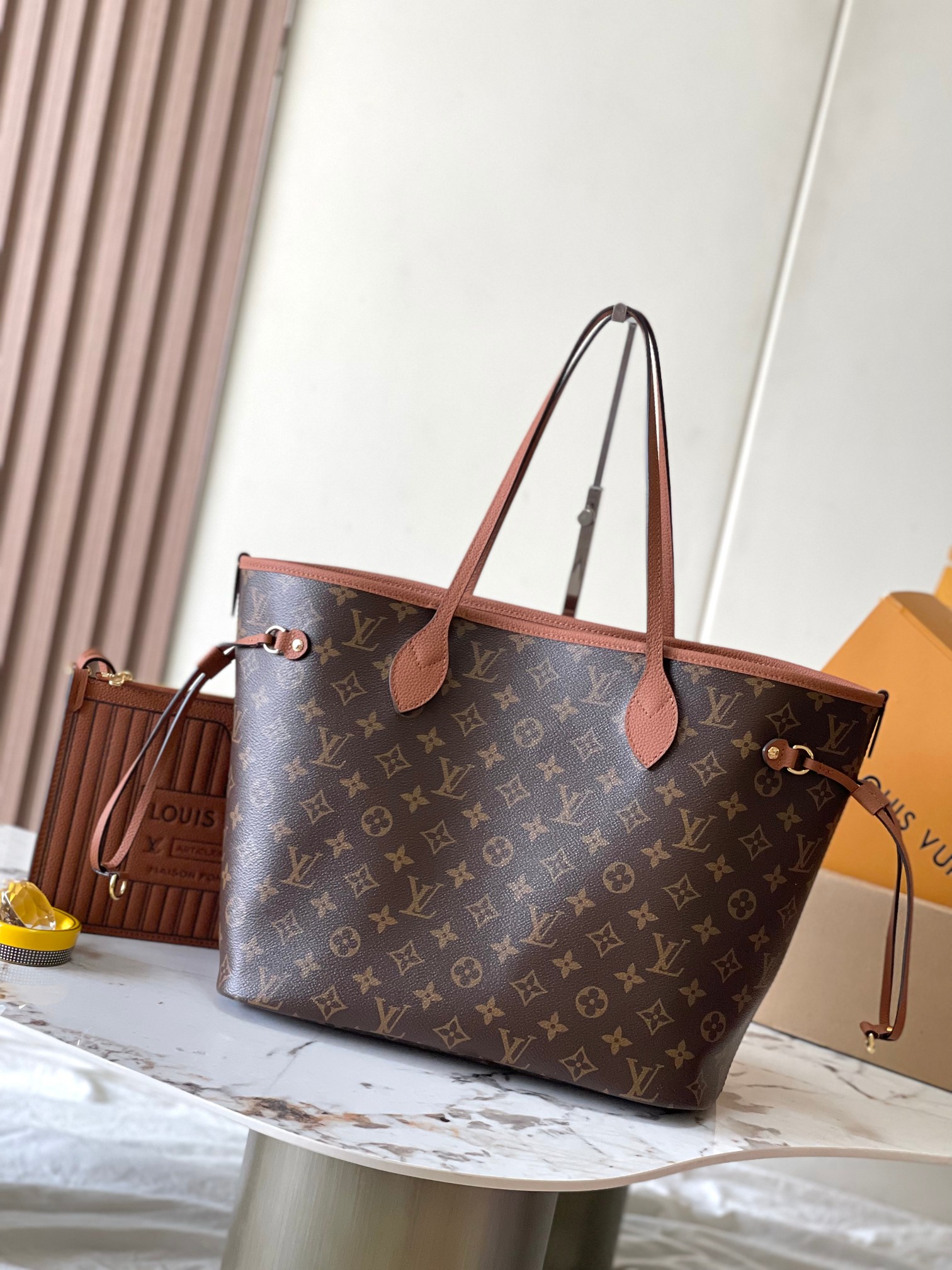 Louis Vuitton LV Neverfull Sacs À Main Replice de sortie 1: 1
 Le Brun Tout en acier Cuir vache M12061