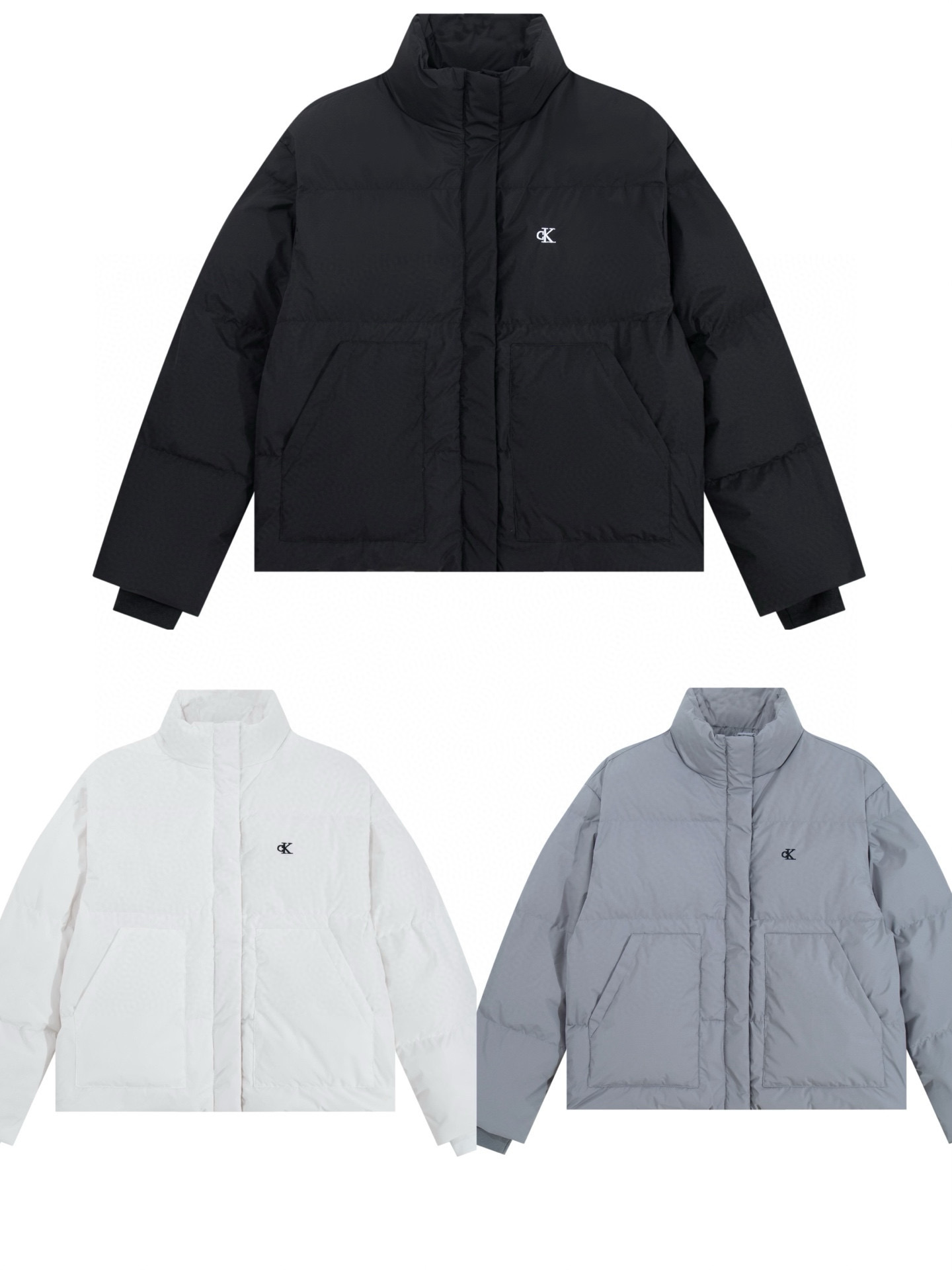 P180💰

款号：926 🇲🇾🇰🇷Calvin Klein CK秋冬新款女士大口袋鸭绒立领羽绒服  韩星同款羽绒服🔥
✅原版一比一定制各种辅料
✅官网购入原版 小红书超爆单款 和原版随意对比细节 
颜色： 黑  白 灰
尺码   S      M     L      
衣长  65    66    67    
胸围  126  130  134
袖长  61    63    65  
肩宽  55.5  57   58.5