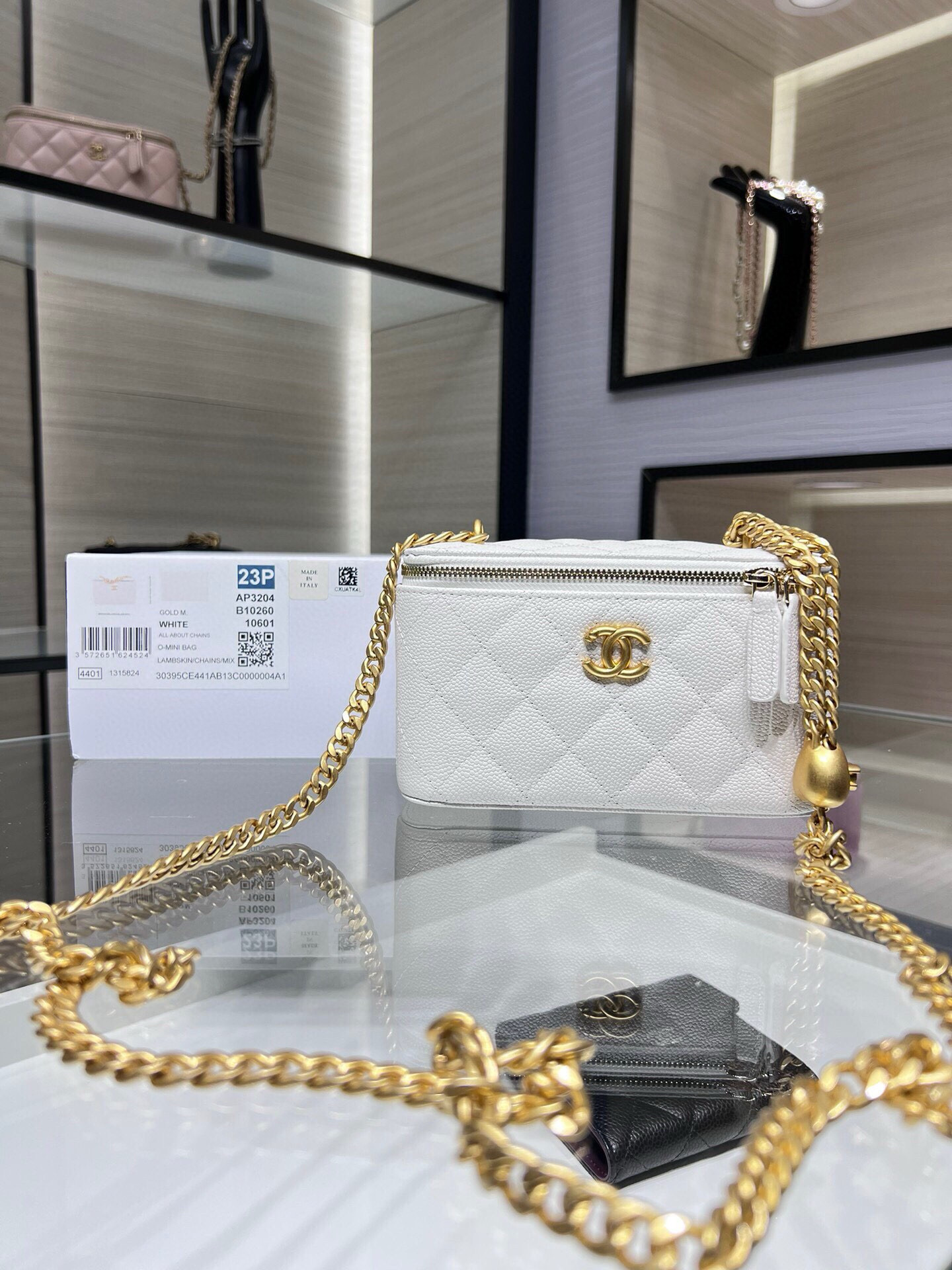 Ohanel 23P nuevo bolso de caja, la hebilla de ajuste de amor más hermosa, cadena ajustable, Caviar, proceso de relieve …