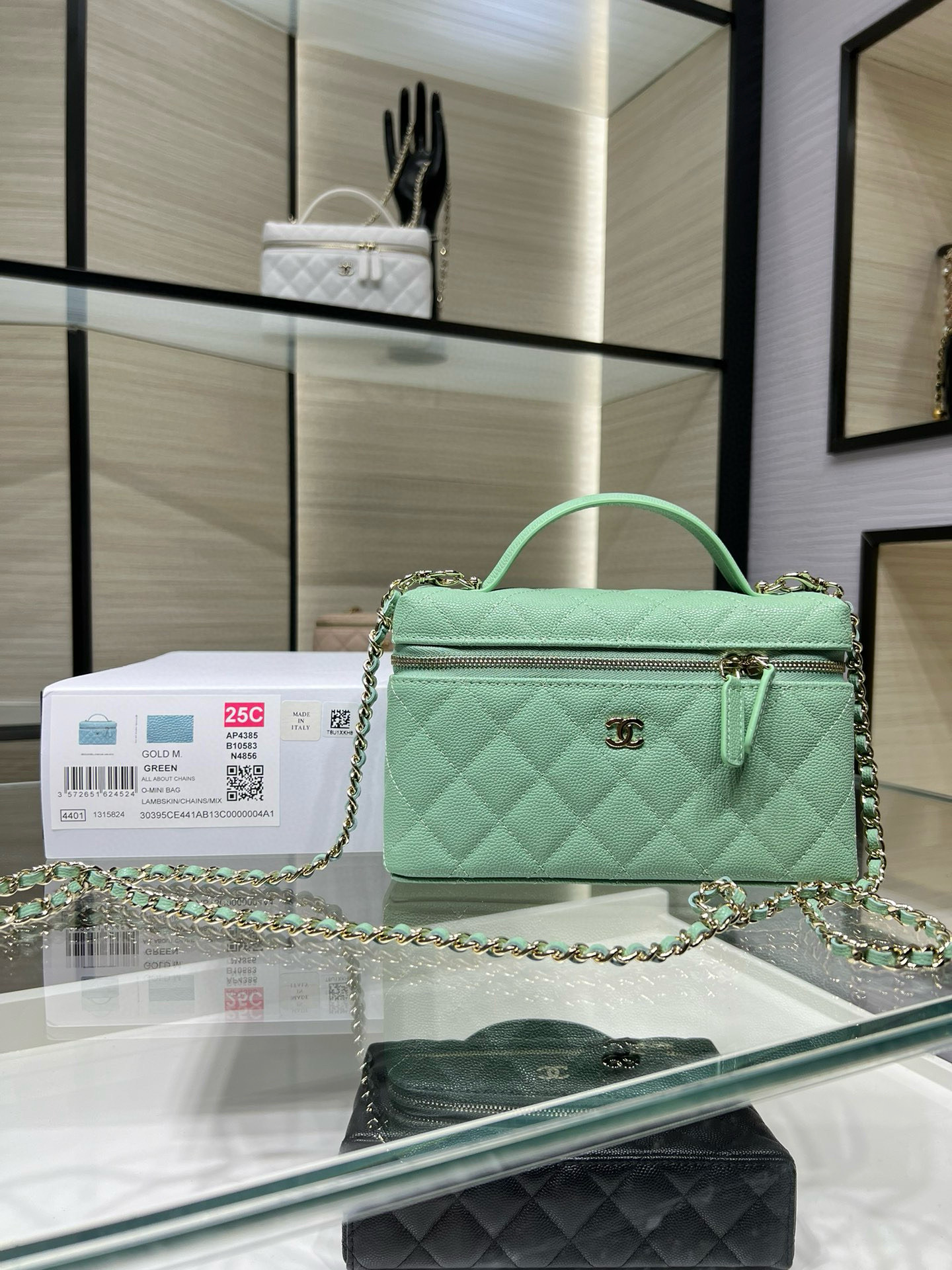 Chanel 25c nuevo LP bolso cosmético con asa de cadena bolso bandolera de cuero tamaño: 19,5 cm x 5 cm x 17 cm modelo AY…