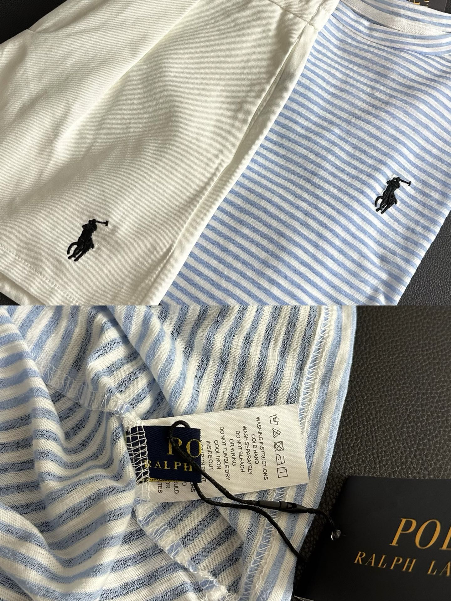  
💰115一套 Ralph Lauren拉夫劳伦刺绣防晒条纹长袖短裤套装
韩里韩气的太好看啦吧🩵🩵时髦防晒两不误
重工万针刺绣logo🙅🏼‍♀️好看又高级！！
上衣竹节棉面料绝对是今夏防晒首选⭐⭐
短裤采用牛仔布面料 硬挺有型不容易皱～
有氧元气穿搭谁穿谁好看！！夏日必备了🏴
Color:条纹
Size:M L
       上衣
M胸围100衣长63面料有弹力
 L胸围102衣长65面料有弹力
       短裤
M裤长39臀围46松紧腰
L 裤长40臀围48松紧腰