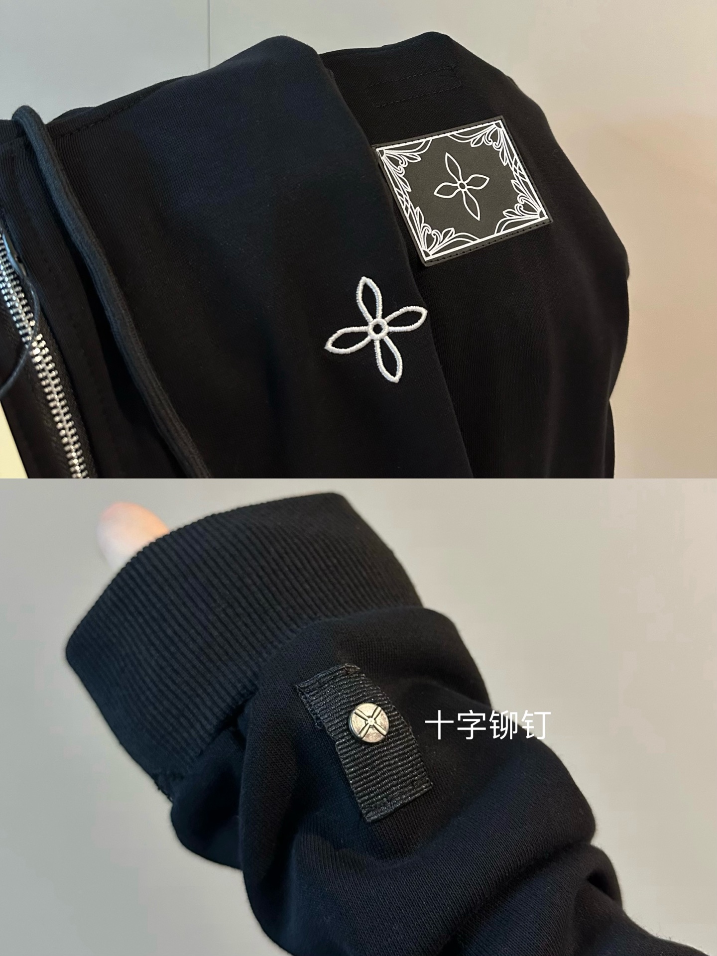💰135
 SMFK 25SS铆钉十字架限定款连帽拉链开衫外套
财阀女主穿搭上线🕶️遇到女明星了？
推荐推荐！超绝的千金外套 高级感妥妥自留
重工十字架刺绣logo 多处十字铆钉金属✨
纯棉380g毛圈面料🖤🤍嘎嘎显白完全不挑人
完全踩在审美上啦～自拍也显贵气 超超超美
落肩版型真的是人间尤物#上身遮肉肉耶～
Color:黑色
Size:S M L
S 胸围116衣长62
M 胸围118衣长64
L  胸围120衣长66