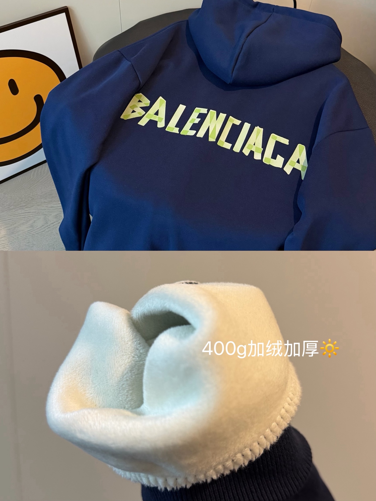 💰145
🖤𝐁𝐚𝐥𝐞𝐧𝐜𝐢𝐚𝐠𝐚巴黎世家新款胶带涂鸦加绒加厚拉链外套
巴黎世家～谁穿谁发👀氛围感拉满！！
大大的帽子好稀饭呀：慵懒感拿捏了
胶带涂鸦图案太帅了吧 拍照也很上镜⭐
纯棉400g加绒加厚❄️江浙沪一件过冬～
又到了穿外套的季节💙💙轻松穿出老钱风！
Color:藏青
Size:M-XL
M 胸围116衣长68
L   胸围118衣长70
XL 胸围120衣长72