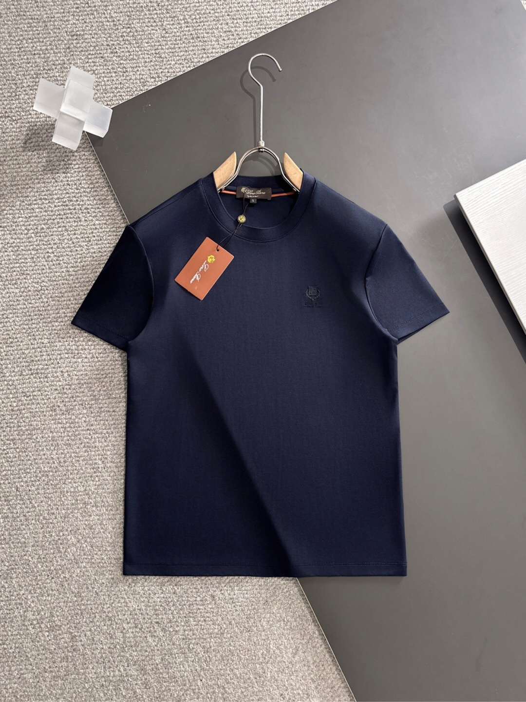 Classic Logo Print Crew Neck Short Sleeve T-Shirt Breathable Silk Cotton