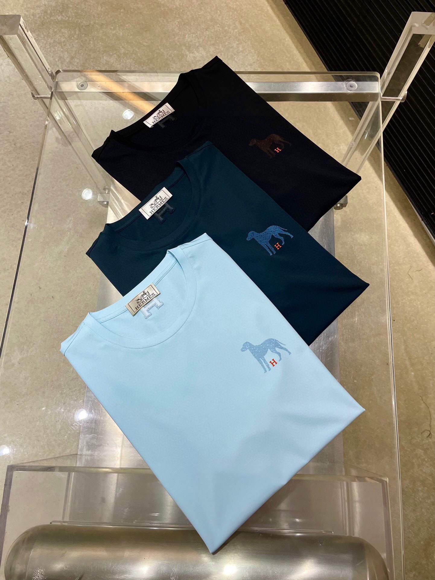 Hermes Men's Short Sleeve T-Shirt Classic Crew Neck Tee Summer Basic Tops