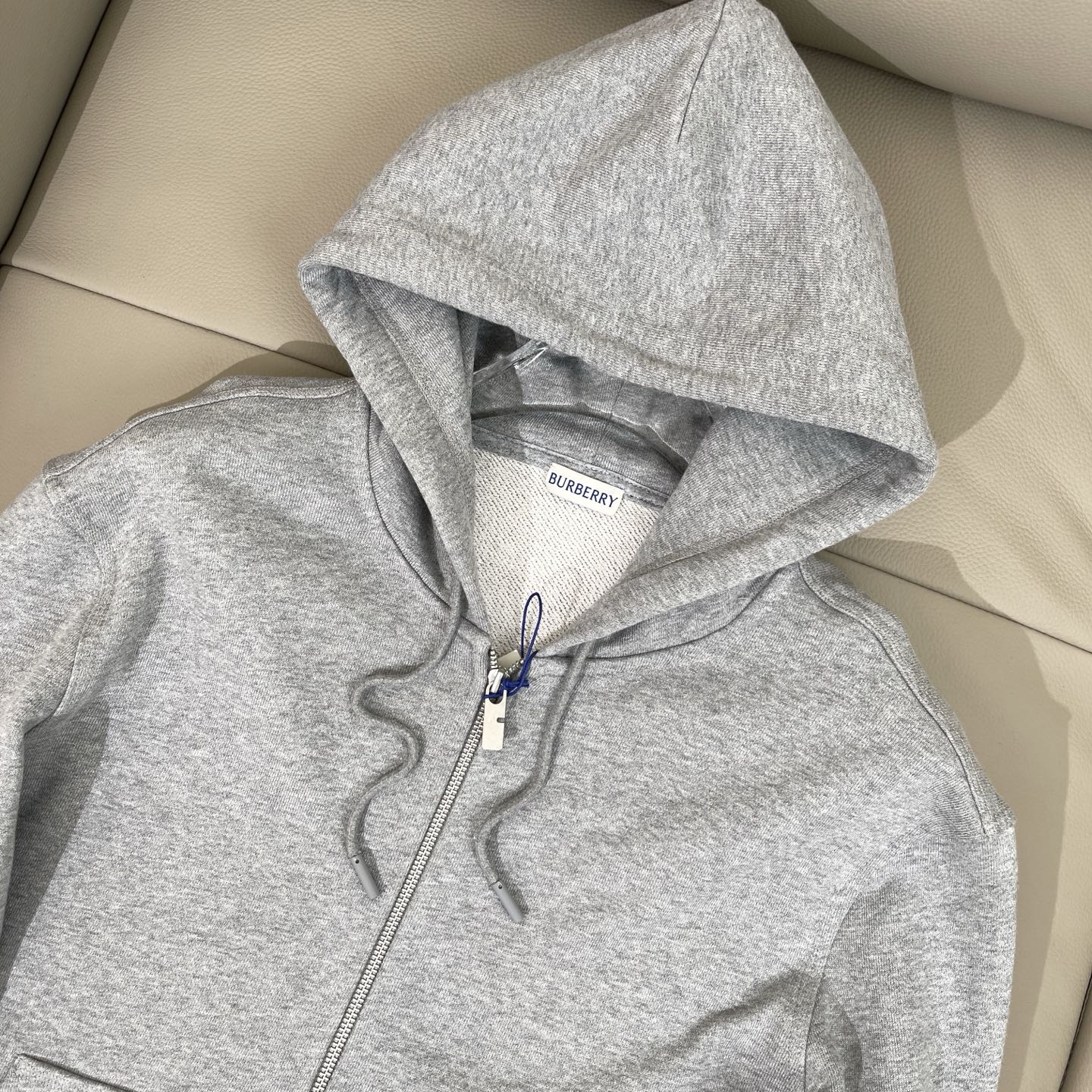 Burberry Men's Grey Marl Heavyweight Loopback Zip-Up Hoodie With Check Patch 7 i1741709820576 4772 0 1