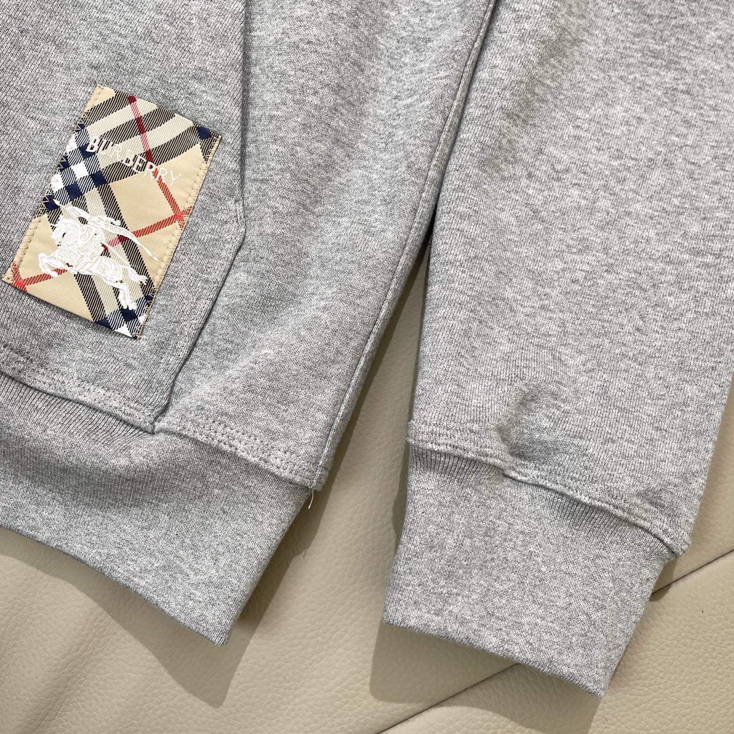 Burberry Men's Grey Marl Heavyweight Loopback Zip-Up Hoodie With Check Patch 6 i1741709820769 6127 0 6
