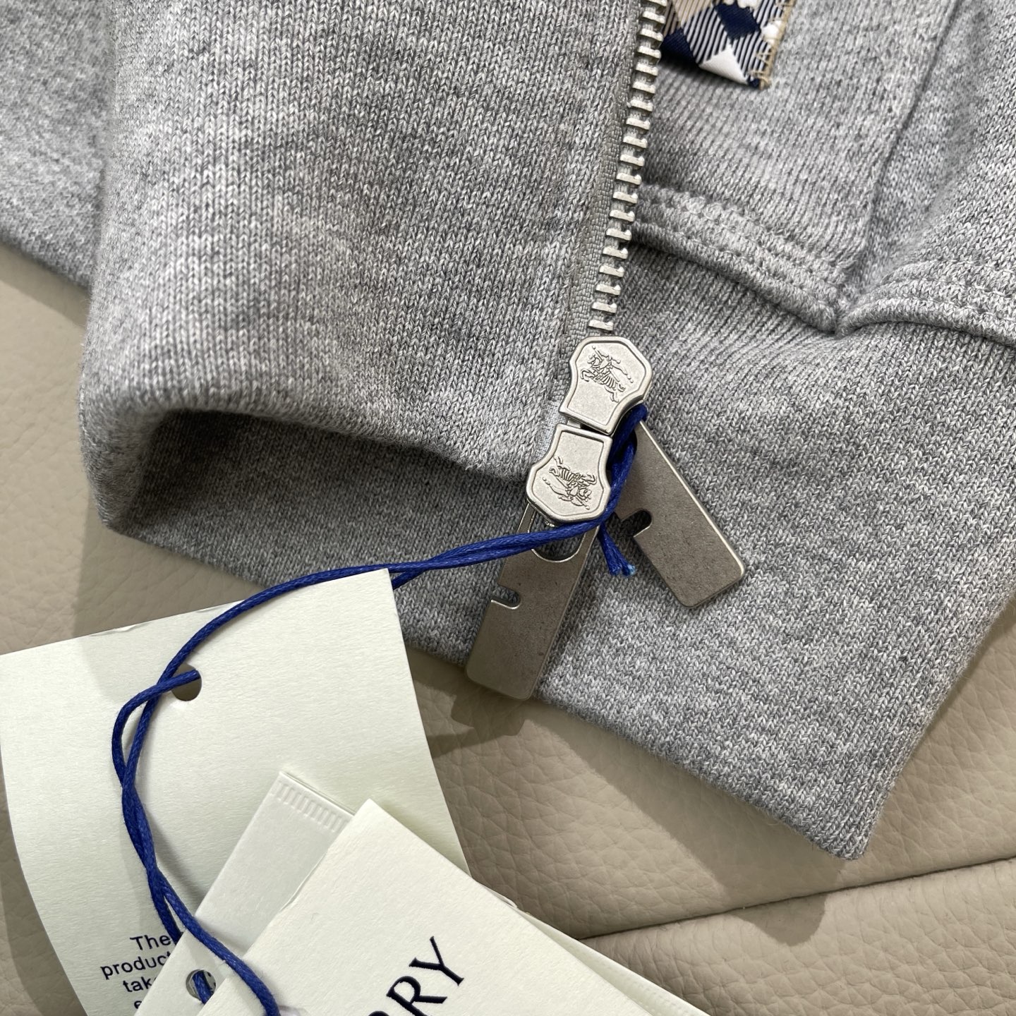 Burberry Men's Grey Marl Heavyweight Loopback Zip-Up Hoodie With Check Patch 9 i1741709821930 3273 0 9