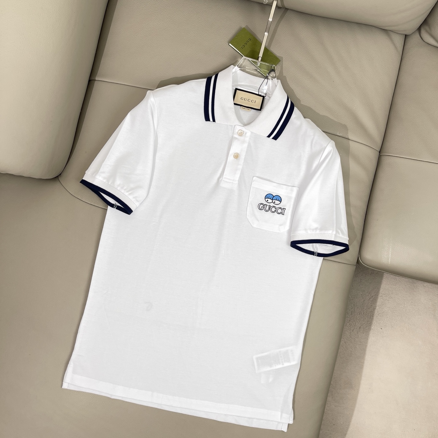 Gucci x Hattie Stewart Polo Shirt - Eye Embroidery, Pure Cotton, Casual Style 3 i1747894621604 3462 0 0