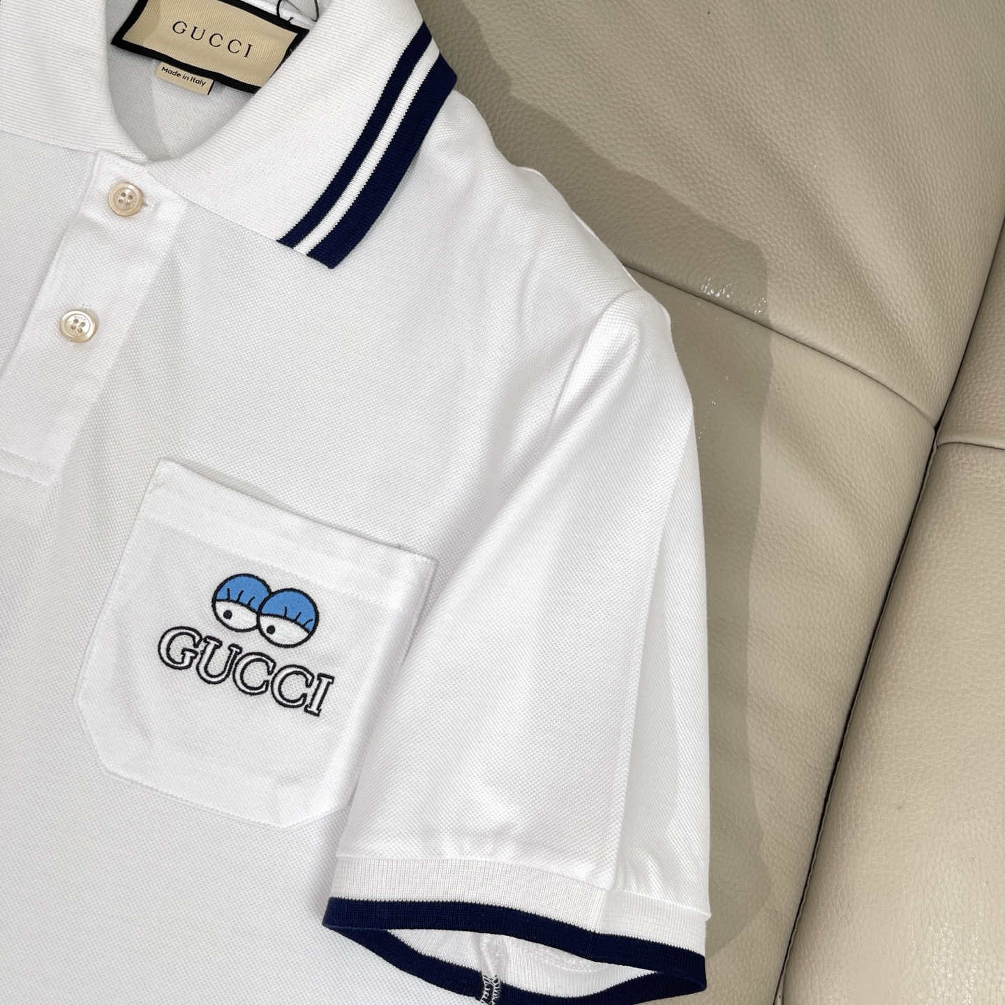 Gucci x Hattie Stewart Polo Shirt - Eye Embroidery, Pure Cotton, Casual Style 5 i1747894622039 1135 0 2