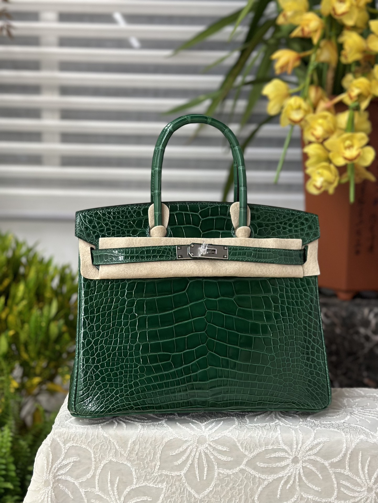 Qualità perfetta
 Hermes Birkin Borse Borsette Online dalla Cina Verde Hardware argento