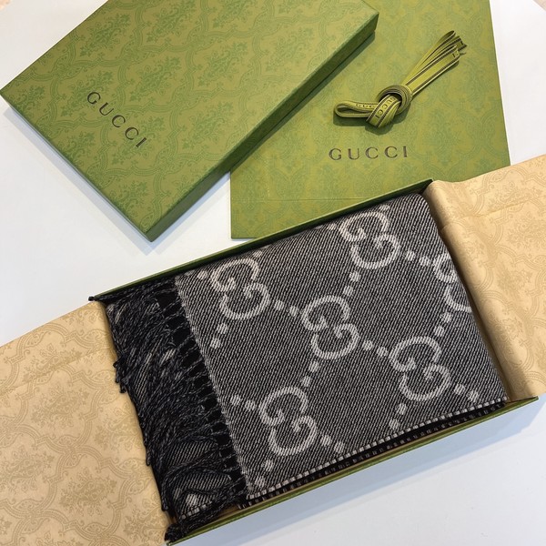 Gucci Replicas Scarf Black Grey Unisex Knitting Wool Winter Collection Fashion