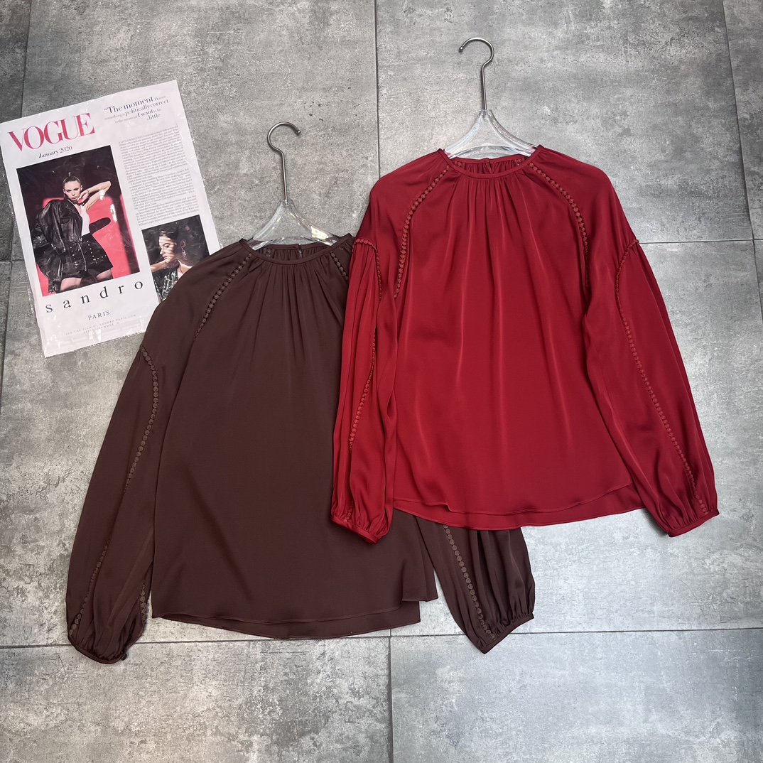 P702 Sandro’s New Grail: High Quality Women’s Silk Shirt with Various Colors