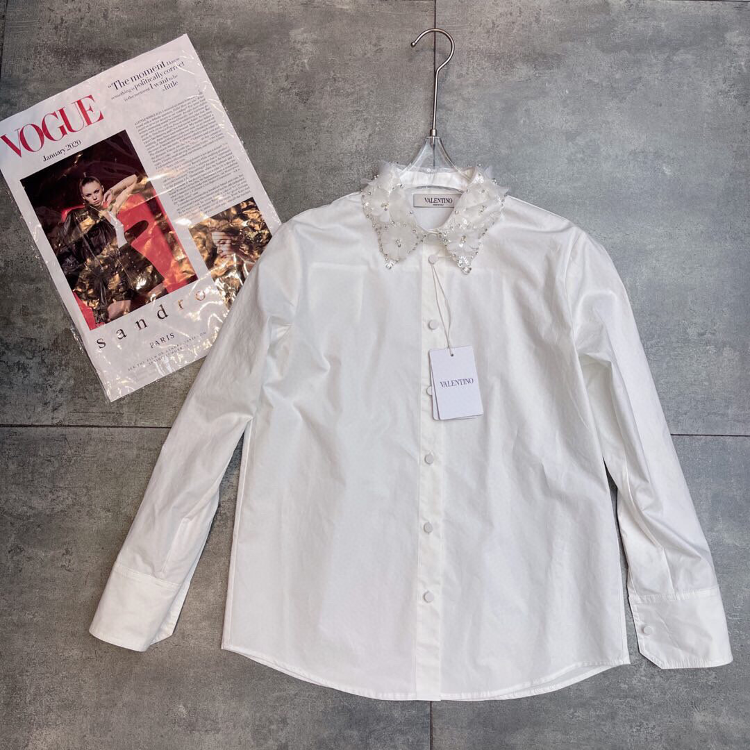 “High-End Women’s White Shirt Collection 2025: 3D Laser Flowers, Pure Cotton, Sizes SM-XL” - 图片 1