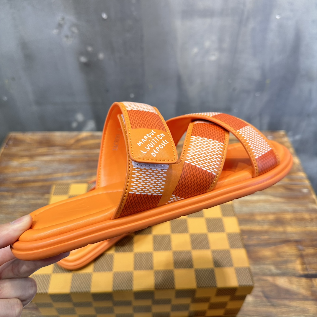 Louis Vuitton LV 路易威登L家 驴牌 棋盘格 魔术贴 交叉 拖鞋 沙滩 凉拖