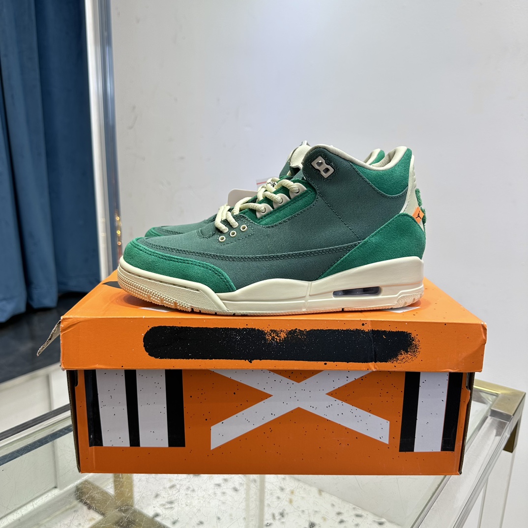 NO:169200,Nina Chanel Abney x Air Jordan 3 Retro AJ3 New York Artist Co-brand #The color scheme is made of high-quality materials, with dark green, black, peacock green and fossil white as color schemes, with special co-branding details and special tags, which reminds the designer of the previous collaboration with Air Jordan. It is worth noting that the beloved 