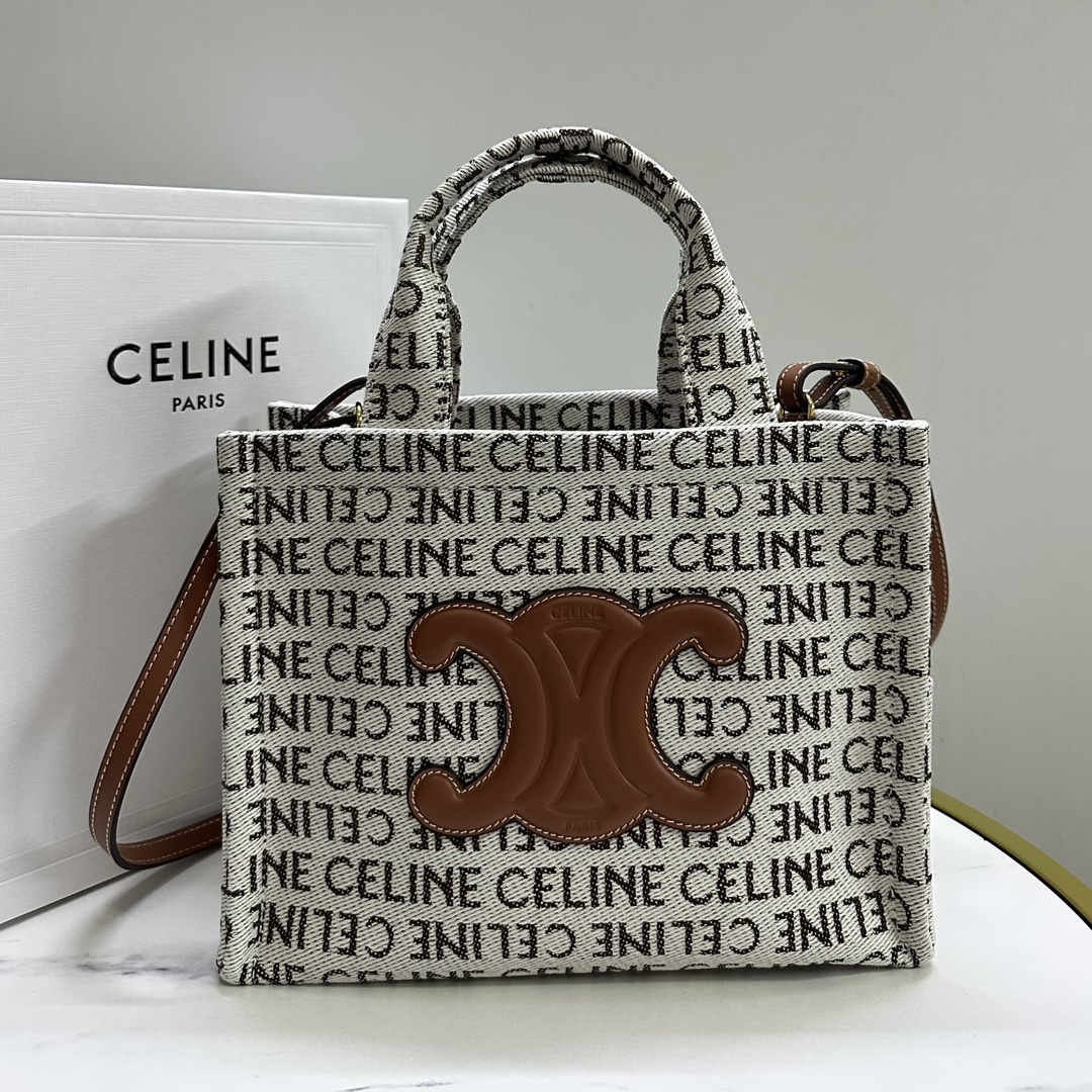 2023 Perfect Replica Designer
 Celine Crossbody & Shoulder Bags AAA Class Replica
 Brown Yellow Printing Cowhide Fabric Fall Collection Cabas Thais