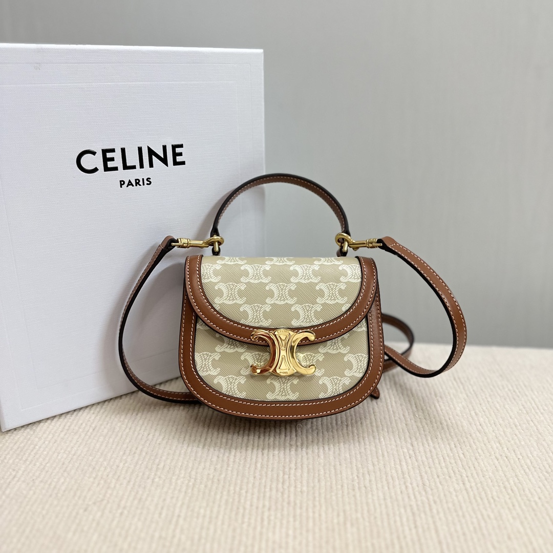 NO:206085,Genuine grade new product is launched Celine23 Early Spring LISA mini saddle bag~besace Arc de Triomphe The real thing is really beautiful, retro and fashionable, it looks good no matter how you match it!  The design of the arc-shaped bottom and flip cover makes it look younger, and the relatively mini style is 10. The handle design is playful and cute. You will fall in love with it at a glance. You can take a photo with a very elegant look. It can be worn on the back and shoulders and can be carried on the hand!  Retro and fashionable cute style~ Large capacity mobile phones can't put down, can hold keys, tissues, powder, model number 10K502 meters brown (hardware pure steel) Size 15.5-11.5-5 (with original packaging), Celine, celine, celine19860909正品级 新品上线 Celine23早春LISA同款 mini马鞍包～besace 凯旋门 实物真的好美复古又时髦,怎么搭都好看那种！设计圆弧形底部和翻盖更显年轻化,相对迷你的款式 十 手柄设计,又俏皮又可爱,看一眼就会爱上的款 ,拎着拍照可以说优雅十足.可斜背及挂肩可手提！ 风格复古时髦可爱款～ 容量大手机不太放得下,可放钥匙,纸巾,粉饼, 款号10K502米棕色（五金纯钢） 尺寸15.5-11.5-5（配原版包装）,赛琳celine,celine,celine,Bag