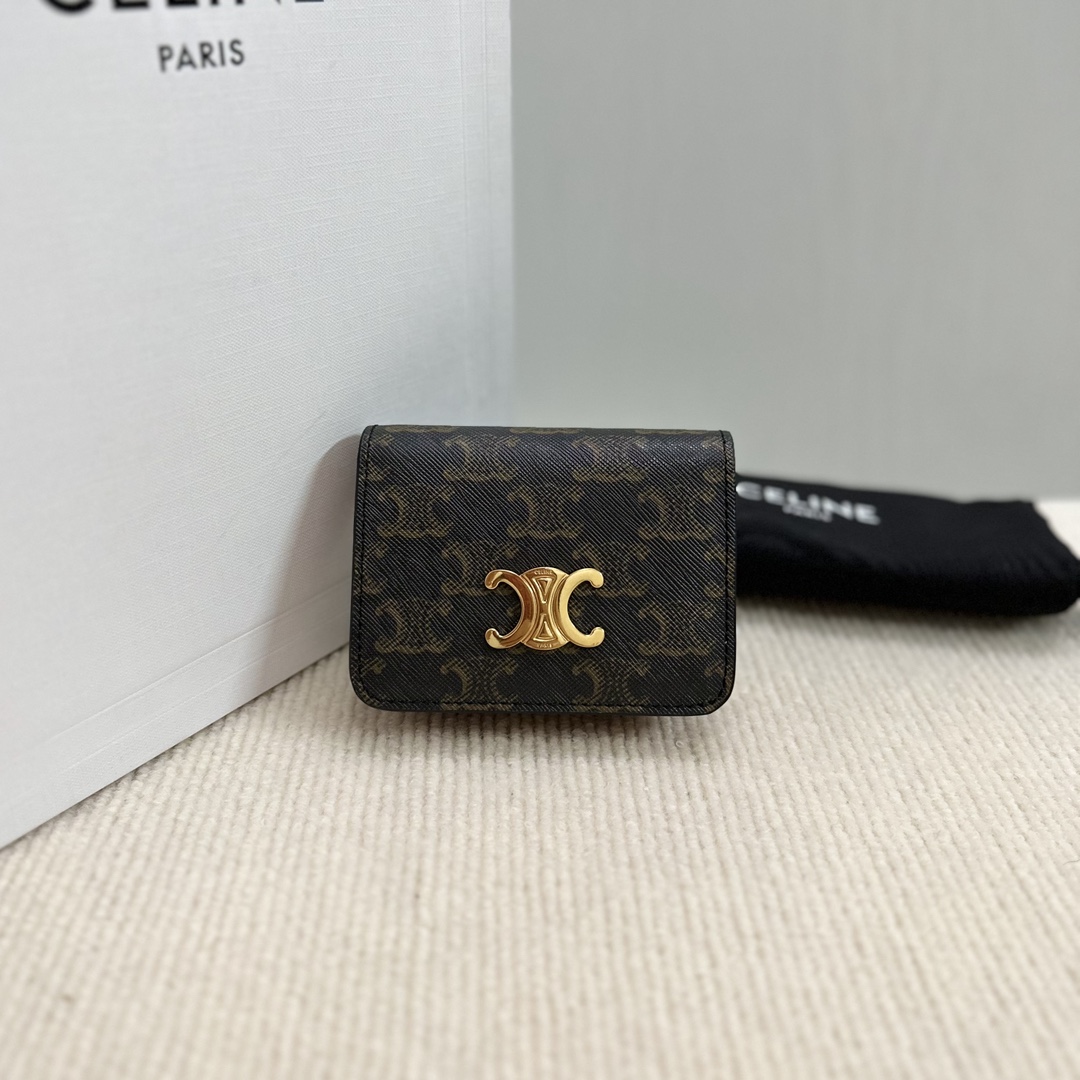 Can you buy knockoff
 Celine Wallet Brown Gold Hardware Triomphe Mini
