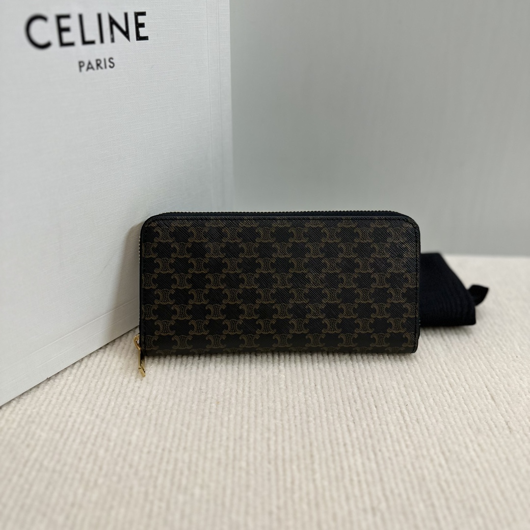 NO:184539,Genuine grade Original leather version TRIOMPHE logo printed full zipper closure 2 gusset compartments 12 credit card slots 1 zipper pocket 2 flat pockets Model number 10B552 flower black Size 19x10x2cm (with original box), Celine wallet, celine, wallets19860909正品级 原厂皮版本 TRIOMPHE标志印花全拉链式开合 2个角撑隔层 12个信用卡槽 1个拉链口袋 2个扁平口袋 款号10B552花料黑 尺寸19x10x2cm（配原版盒子）,赛琳钱包,celine,wallets,Bag