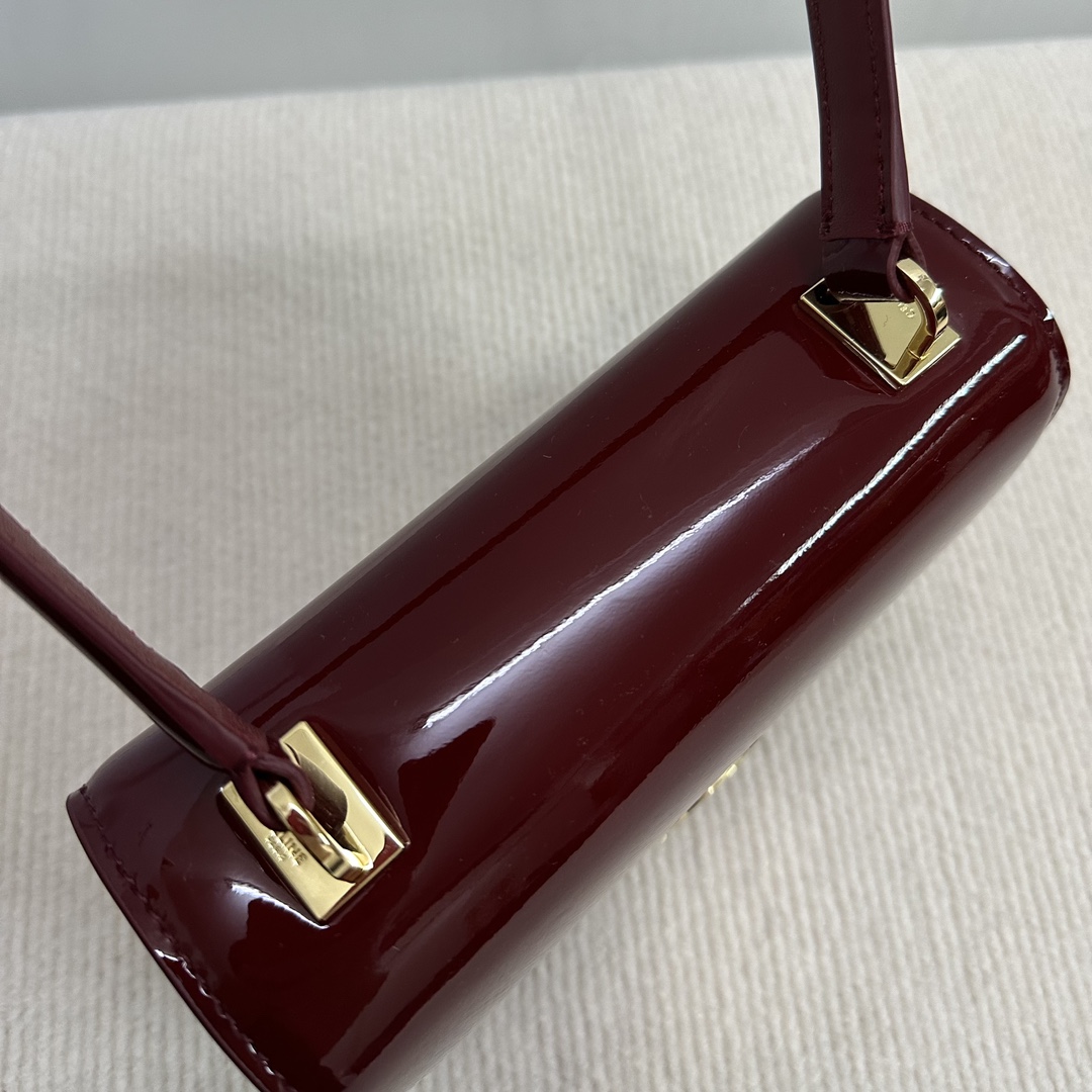 Celine Teen Garance Burgundy Lacquered Leather Handbag with Triomphe Lock 7 i1733855973 4890 2