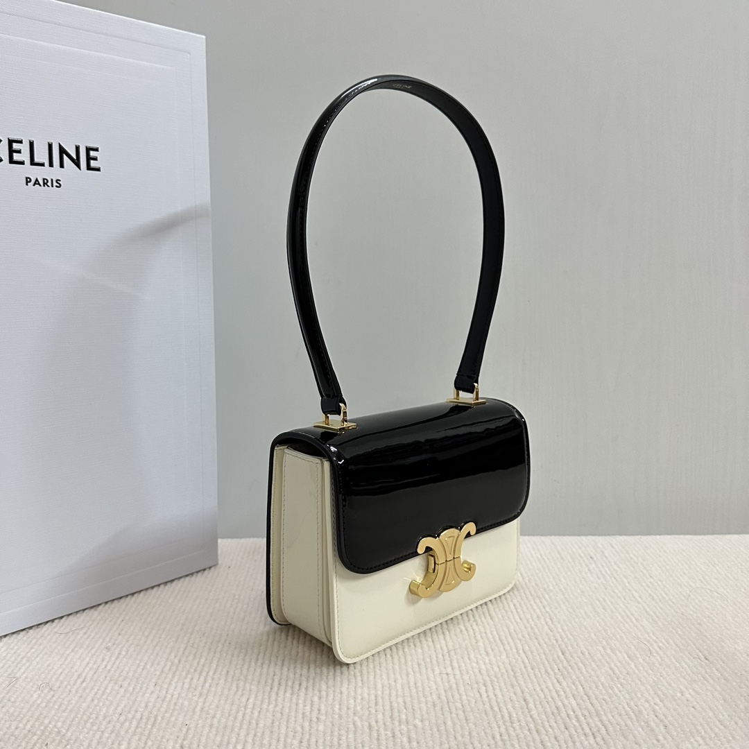 Celine Teen Garance Handbag in Lacquered Calfskin - Black and White 4 i1733856011 2456 4