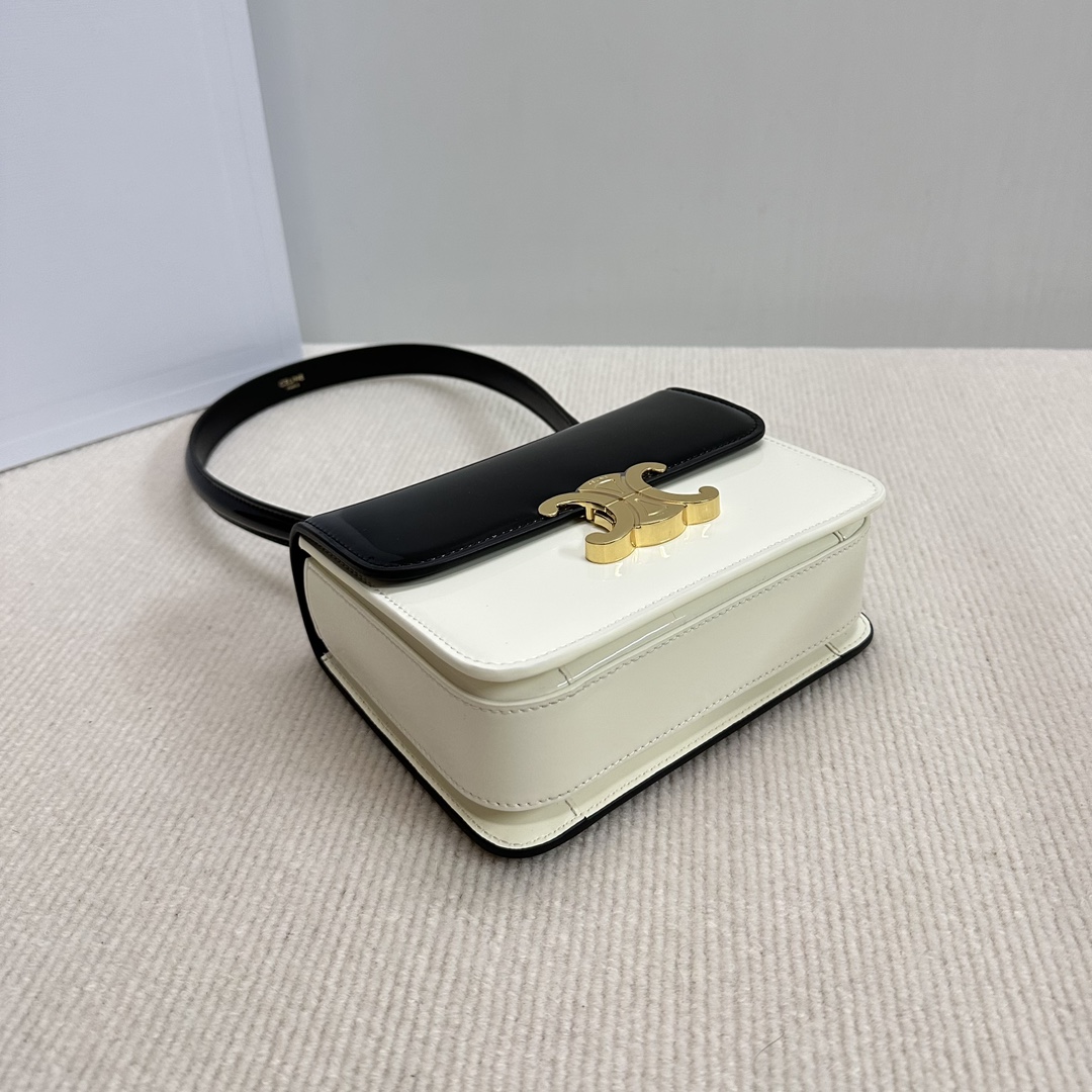 Celine Teen Garance Handbag in Lacquered Calfskin - Black and White 5 i1733856011 385 3