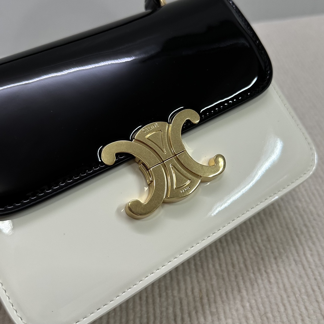 Celine Teen Garance Handbag in Lacquered Calfskin - Black and White 6 i1733856011 5348 0
