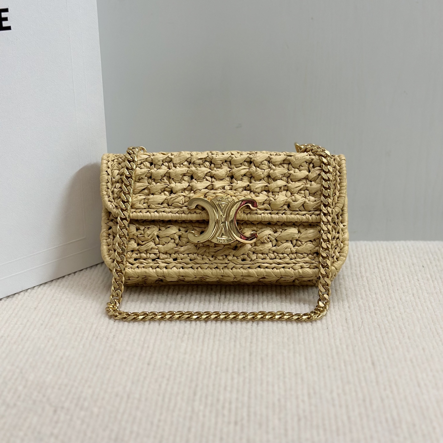 （赛琳）💕23夏季限量👒TRIOMPHE 植物编织链条手袋OOTD｜一...