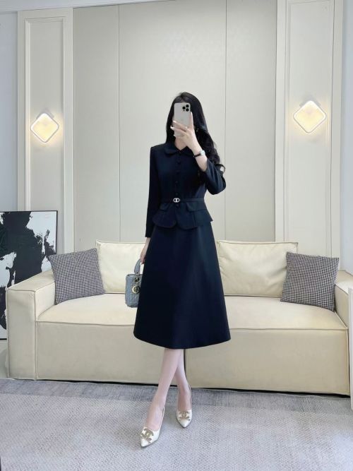 Elegant CD Inspired Two-Piece Dress with Waist Belt and A-Line Skirt 1 Elegant CD Inspired Two-Piece Dress with Waist Belt and A-Line Skirt