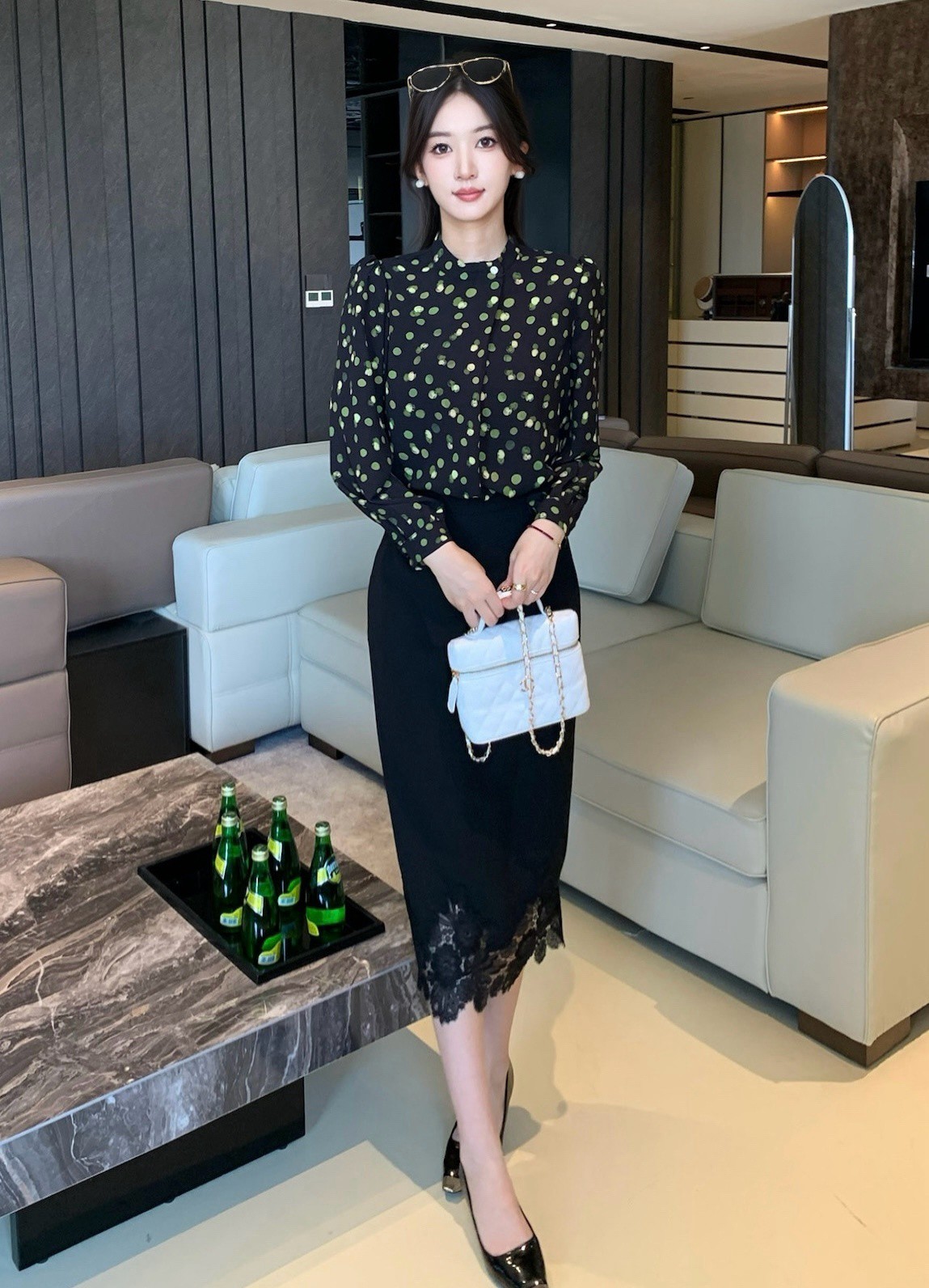 Elegant Polka Dot Blouse & Lace Skirt Set - Korean Style Outfit 8 a1758792951297 2513