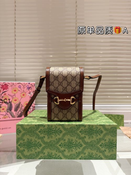 Gucci 1955 Horsebit Monogram Leather Phone Bag Crossbody, Handbag 1 Gucci 1955 Horsebit Monogram Leather Phone Bag Crossbody, Handbag