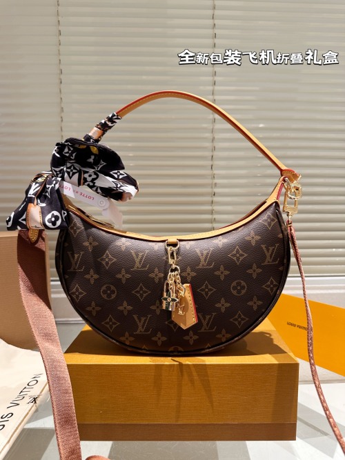 Louis Vuitton Looping Monogram Canvas Bag with Silk Scarf Accent