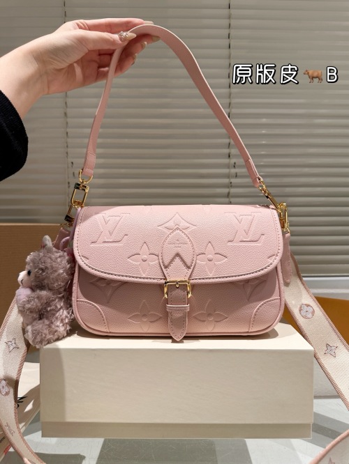 Louis Vuitton Diane Baguette Bag, Pink Embossed Leather with Charm 1 Louis Vuitton Diane Baguette Bag, Pink Embossed Leather with Charm