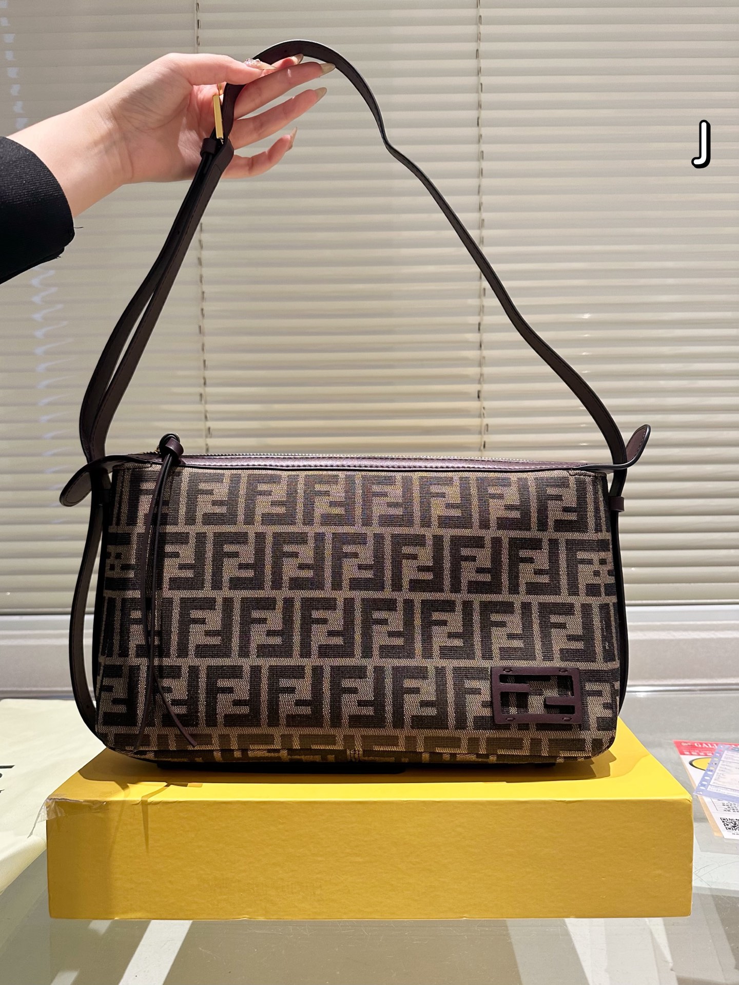 Fendi Brown Hobo Baguette Medium - Iconic FF Motif, Shoulder Bag