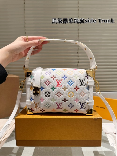 Louis Vuitton White Leather Trunk Bag with Colorful Monogram - 23cm 1 Louis Vuitton White Leather Trunk Bag with Colorful Monogram - 23cm