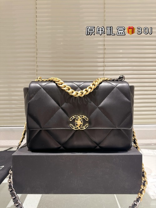 Chanel 19 Handbag Black Lambskin Flap Bag, 30cm 1 Chanel 19 Handbag Black Lambskin Flap Bag, 30cm
