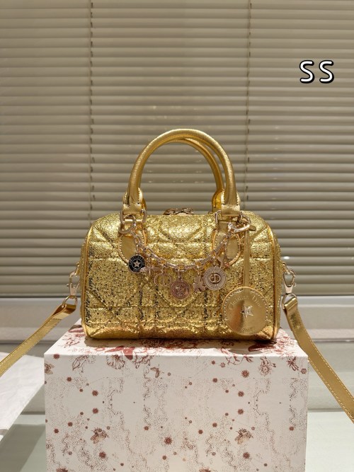 Dior Groove Bowling Bag - Golden Leather, 20cm - Stylish & Durable 1 Dior Groove Bowling Bag - Golden Leather, 20cm - Stylish & Durable
