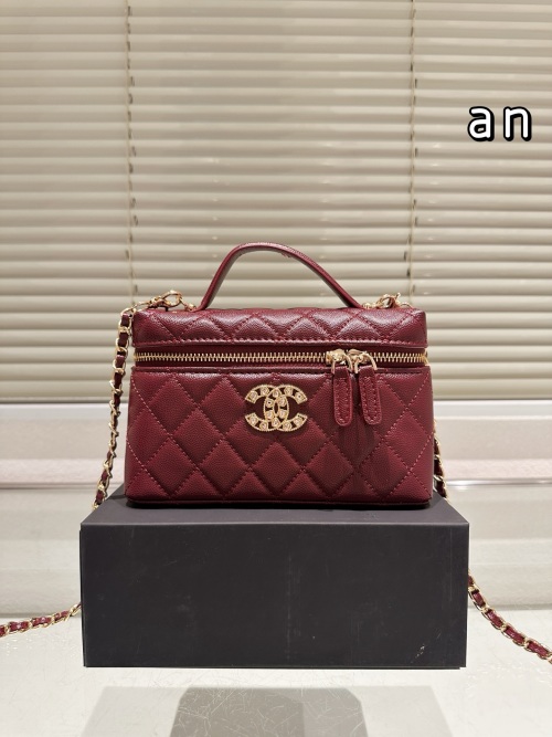 Chanel 25P Diamond Buckle Lambskin Handle Box Bag,Burgundy,19*12cm 1 Chanel 25P Diamond Buckle Lambskin Handle Box Bag,Burgundy,19*12cm