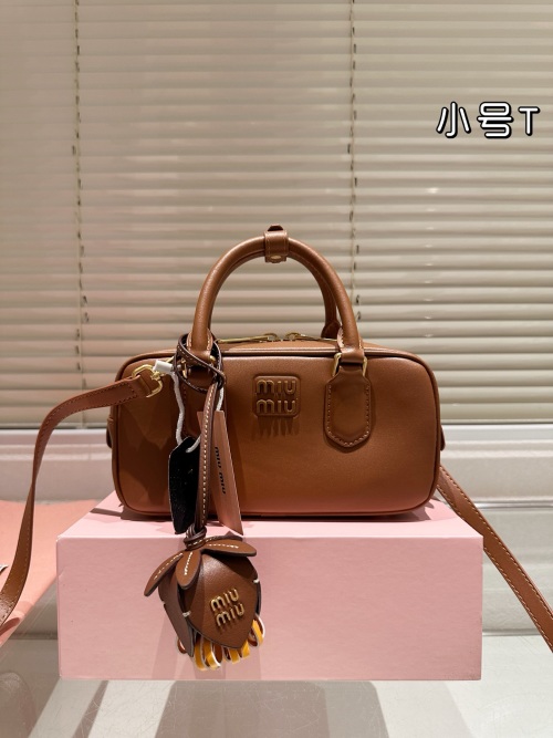 Miu Miu Bowling Bag/Briefcase with Charm, Crossbody Leather Handbag 1 Miu Miu Bowling Bag/Briefcase with Charm, Crossbody Leather Handbag