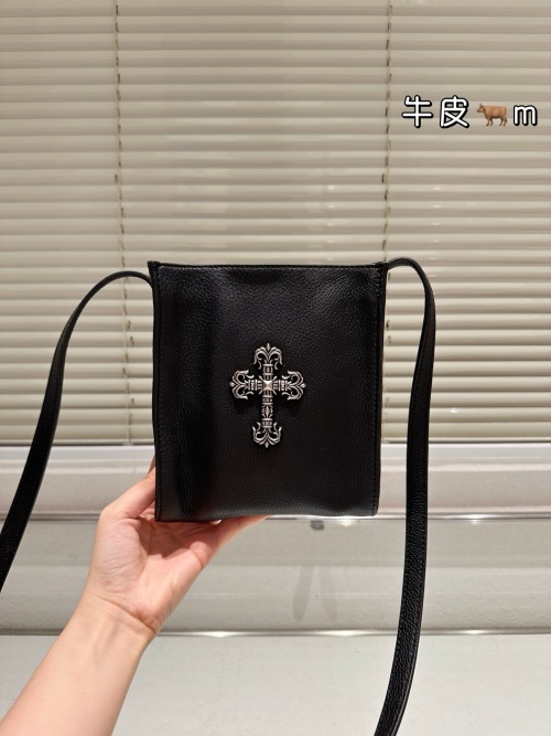 Chrome Hearts Leather Crossbody Bag, Adjustable Strap - Black 1 Chrome Hearts Leather Crossbody Bag, Adjustable Strap - Black