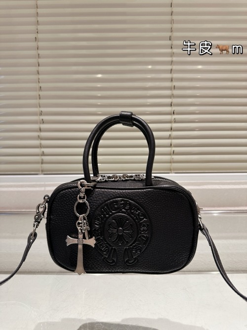Chrome Hearts Top Grain Leather Handbag with Cross Charm - Compact Size 1 Chrome Hearts Top Grain Leather Handbag with Cross Charm - Compact Size