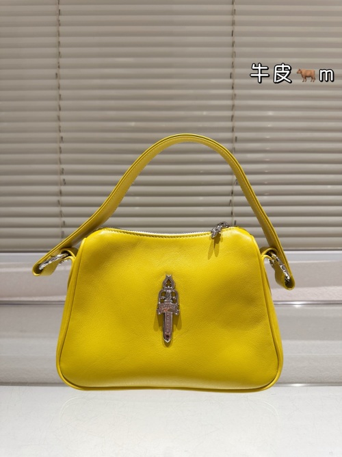 Chrome Hearts Yellow Leather Top Handle Bag with Silver Hardware, 23x15cm 1 Chrome Hearts Yellow Leather Top Handle Bag with Silver Hardware, 23x15cm