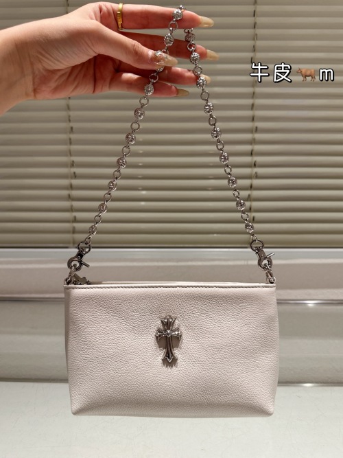 Chrome Hearts Leather Clutch with Silver Chain - Stylish & Compact 1 Chrome Hearts Leather Clutch with Silver Chain - Stylish & Compact