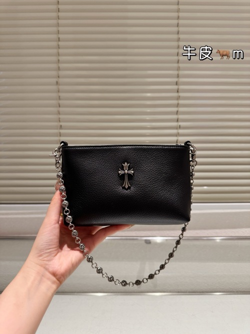 Chrome Hearts Leather Clutch with Cross Detail and Chain Accent - Stylish & Chic 1 Chrome Hearts Leather Clutch with Cross Detail and Chain Accent - Stylish & Chic