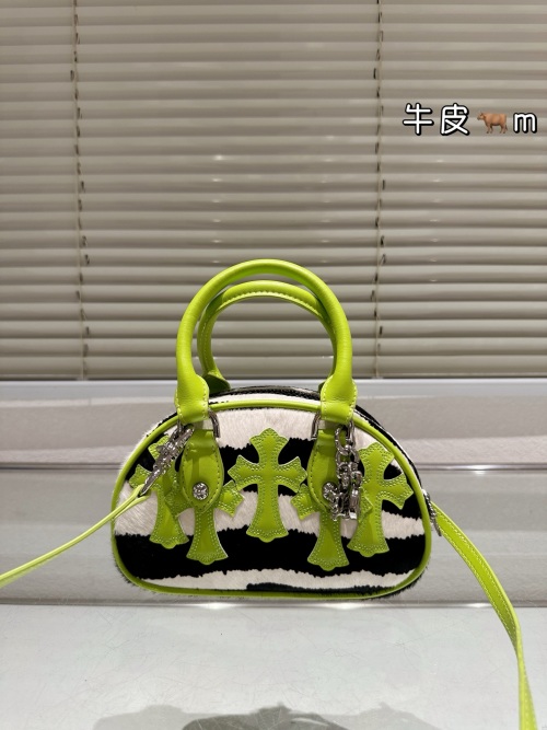 Chrome Hearts Top-Grain Leather Cross Bag with Silver Hardware and Neon Trim 1 Chrome Hearts Top-Grain Leather Cross Bag with Silver Hardware and Neon Trim
