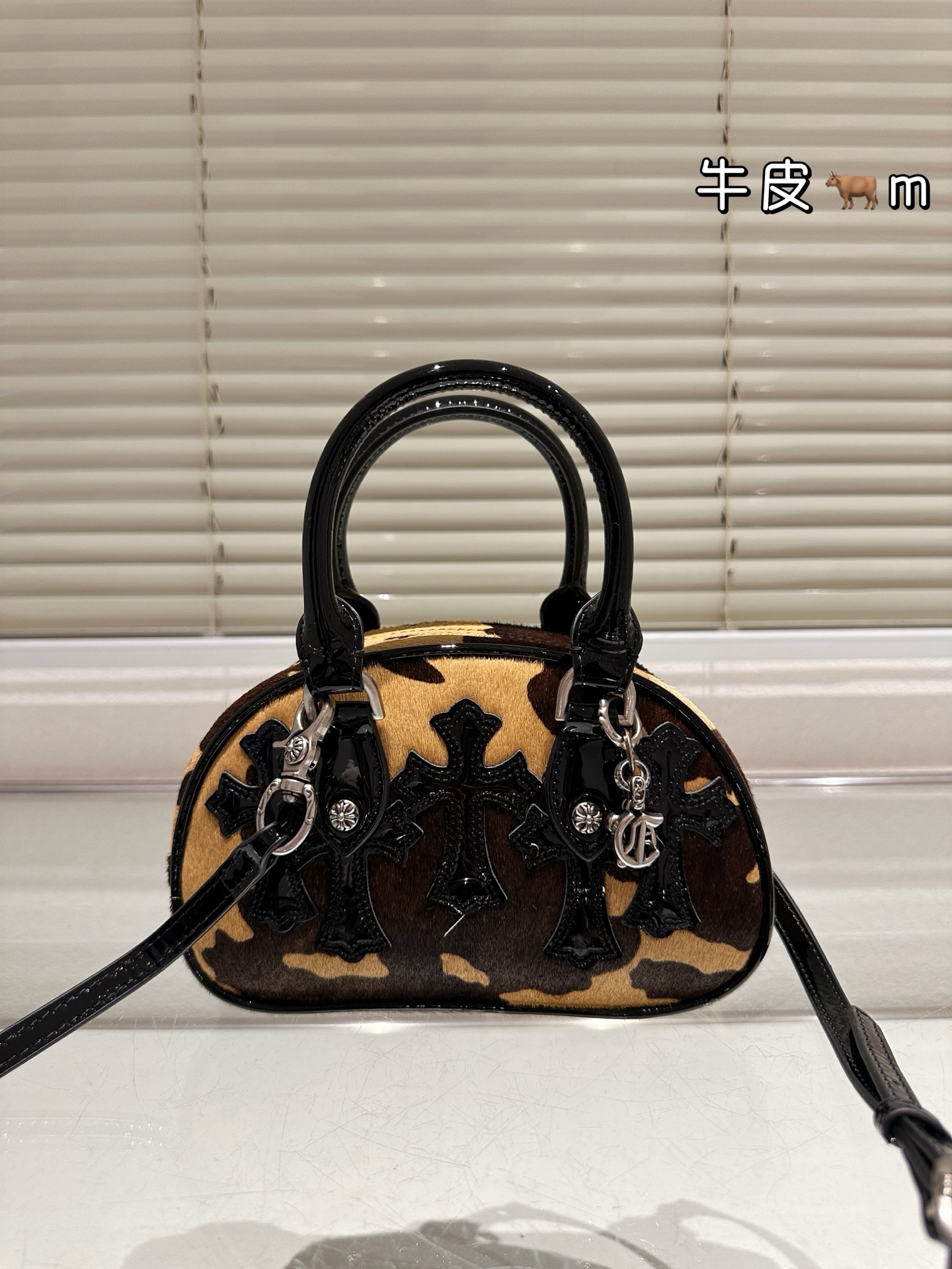 Chrome Hearts Cowhide Leather Crossbody Bag with Top-Handle Design