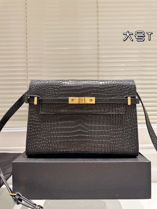 Yves Saint Laurent Manhattan Box Bag in Embossed Leather, Adjustable Strap 1 Yves Saint Laurent Manhattan Box Bag in Embossed Leather, Adjustable Strap