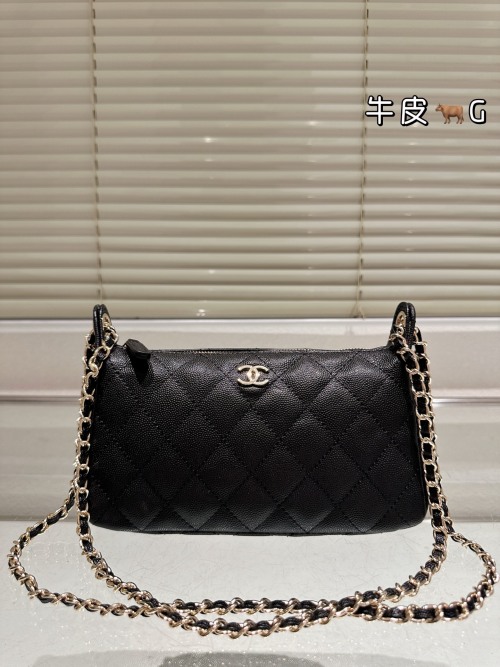 Chanel 25A Black Leather Shoulder Bag, Crossbody Double Layer Design 1 Chanel 25A Black Leather Shoulder Bag, Crossbody Double Layer Design