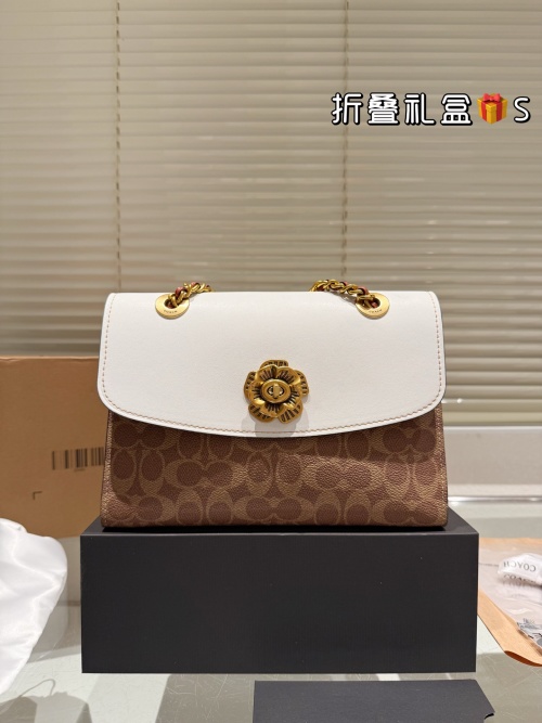 Coach Parker Top Handle Bag 18 In Signature Canvas With Camellia Flower 1 Coach Parker Top Handle Bag 18 In Signature Canvas With Camellia Flower